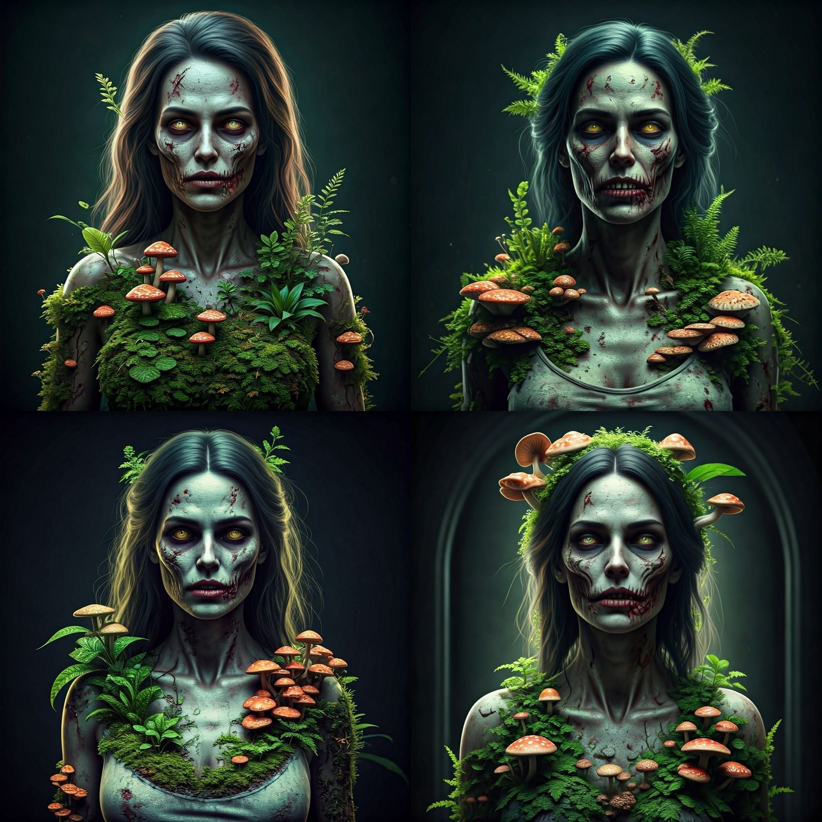 Photorealistic Zombie Woman with Fungi