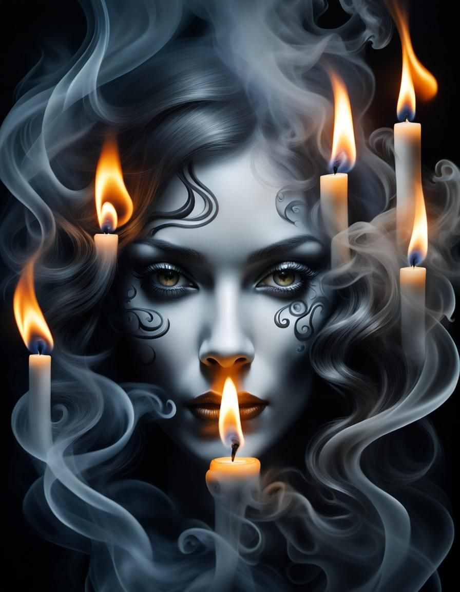 Airbrush Art: Woman's Face in Candle Smoke