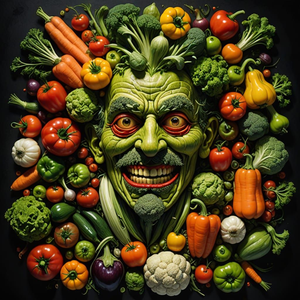Vegetable Face Portrait Inspired by Arcimboldo and Doré
