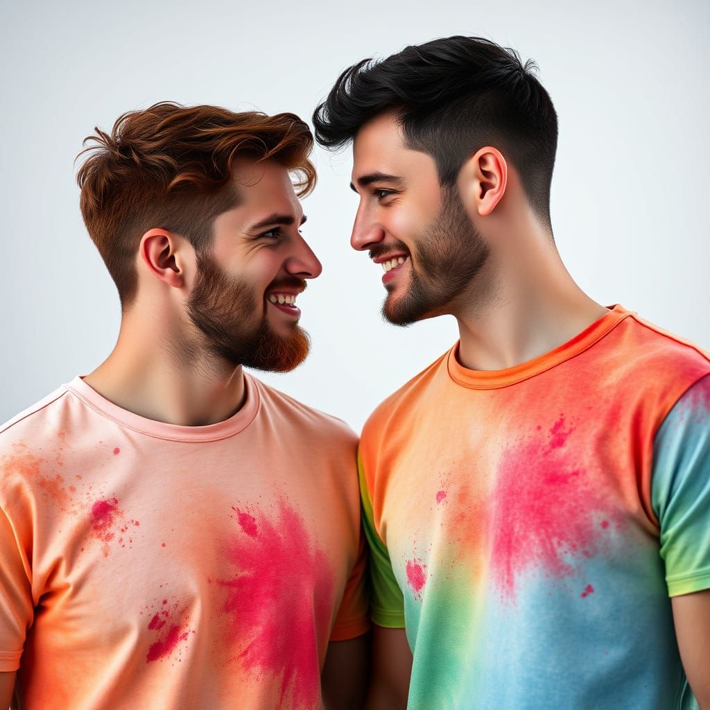 Two Handsome Men in Love, Photorealistic Portrait