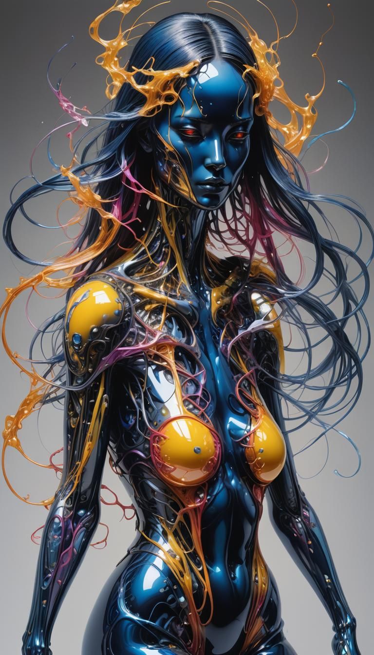 Bionic Glass Creature in Sorayama Style