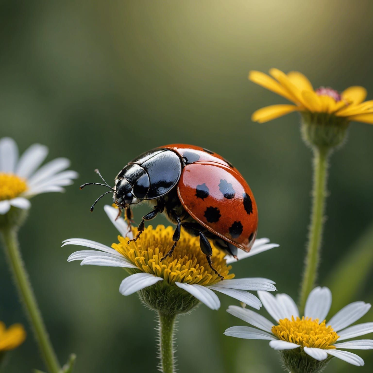 Ladybug in Flight Macro Photograph