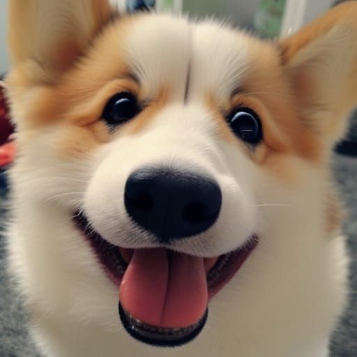 Chunky Fluffy Corgi Smiling