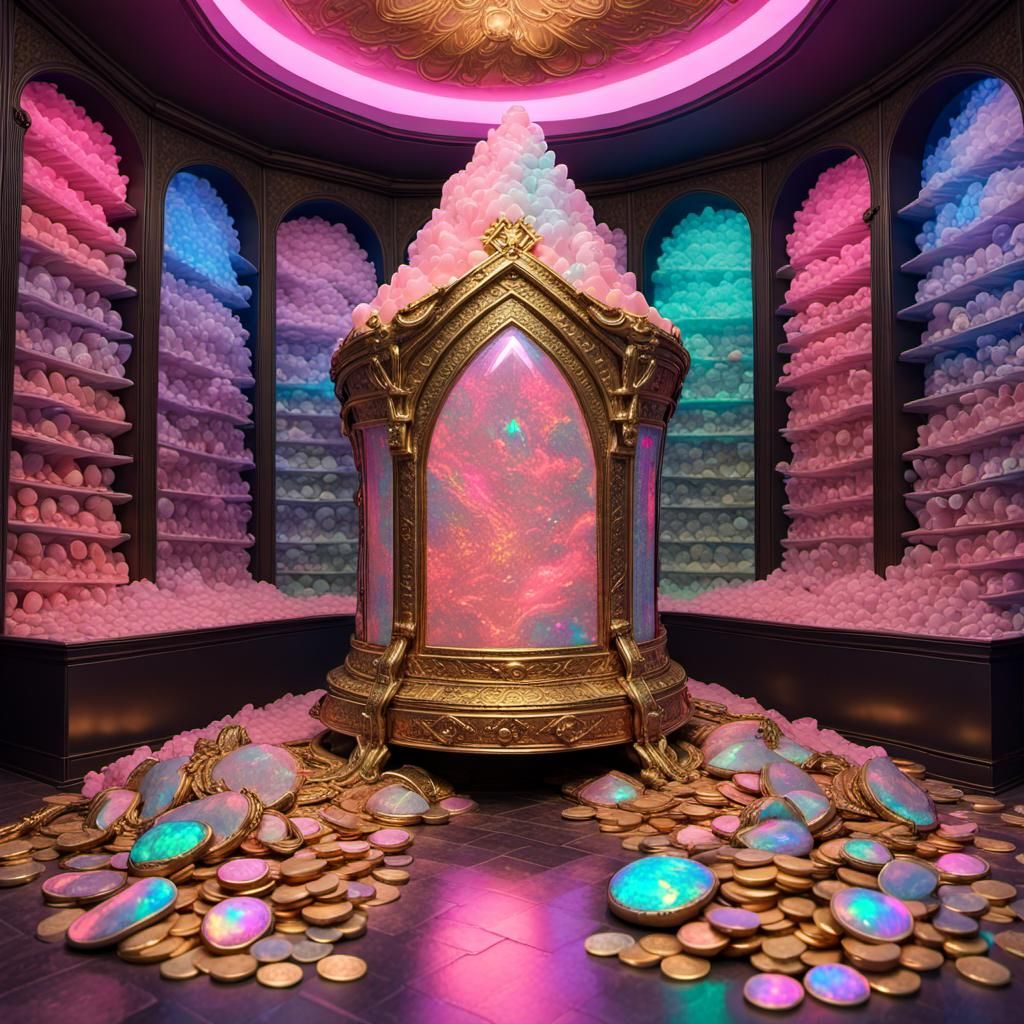 Opulent Treasure Room with Rainbow Opal Shield