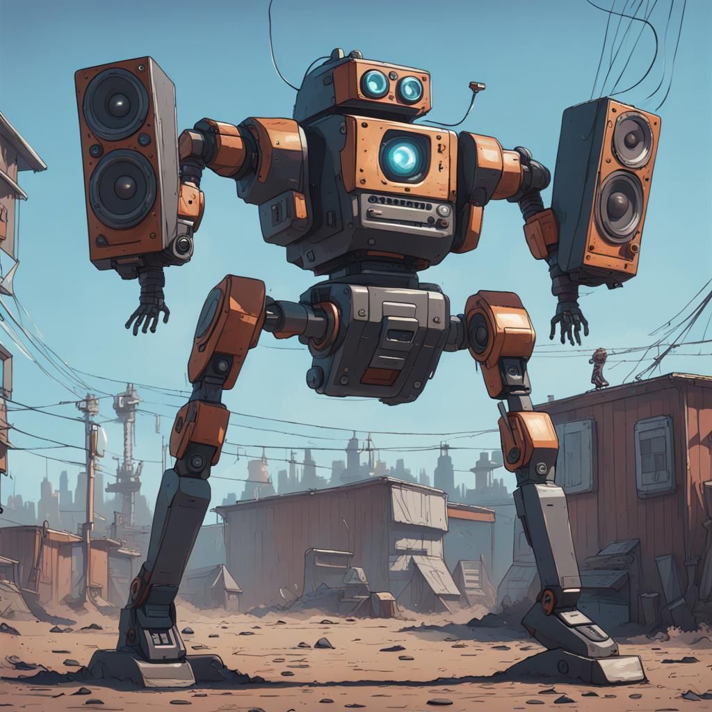 Steampunk Mecha Robot Dances to Music