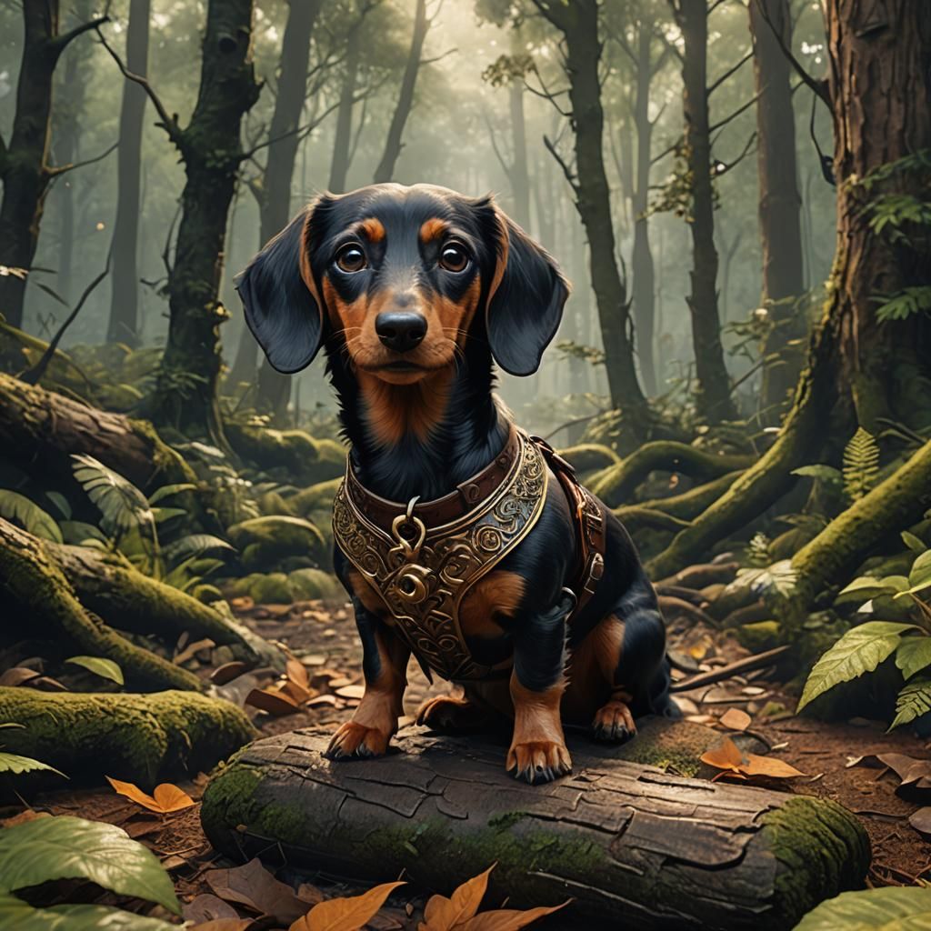 Mini doxie small boy woods