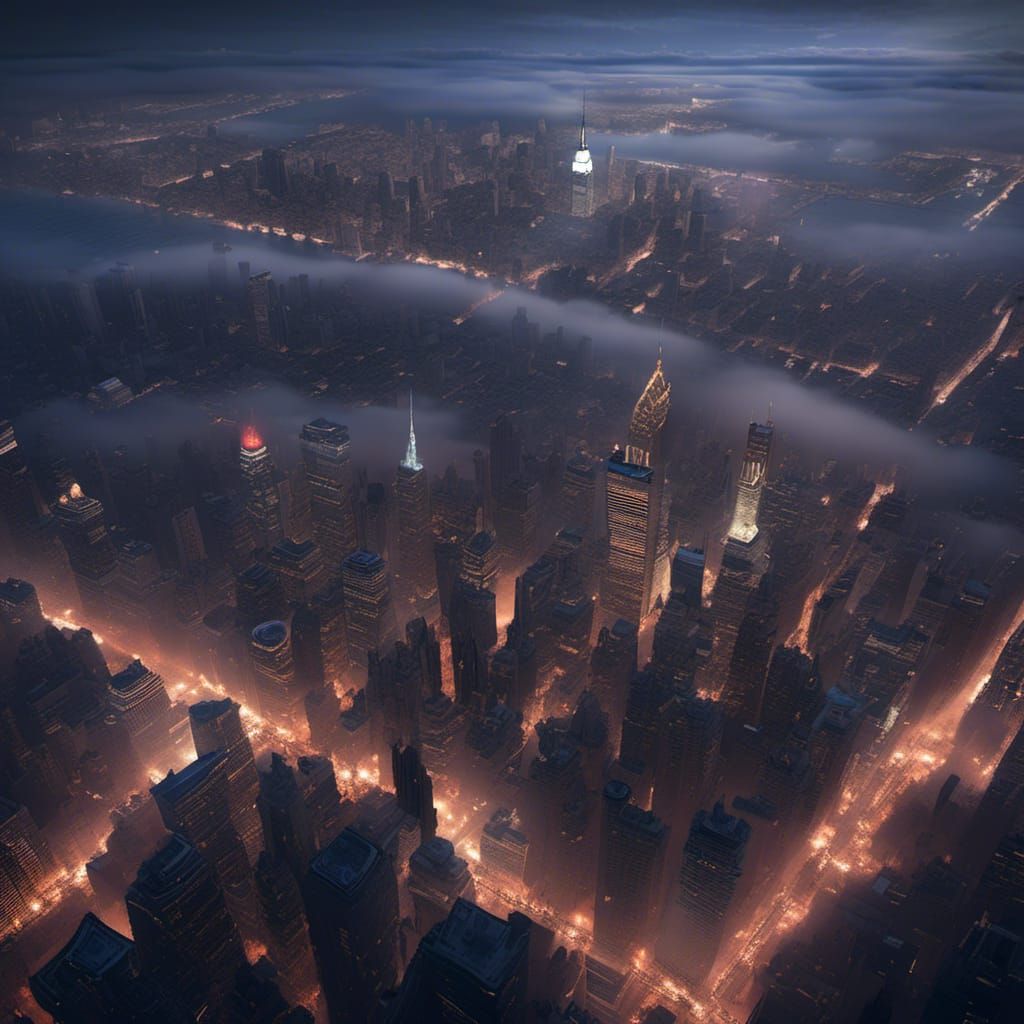 Nighttime Manhattan View from Empire State Building