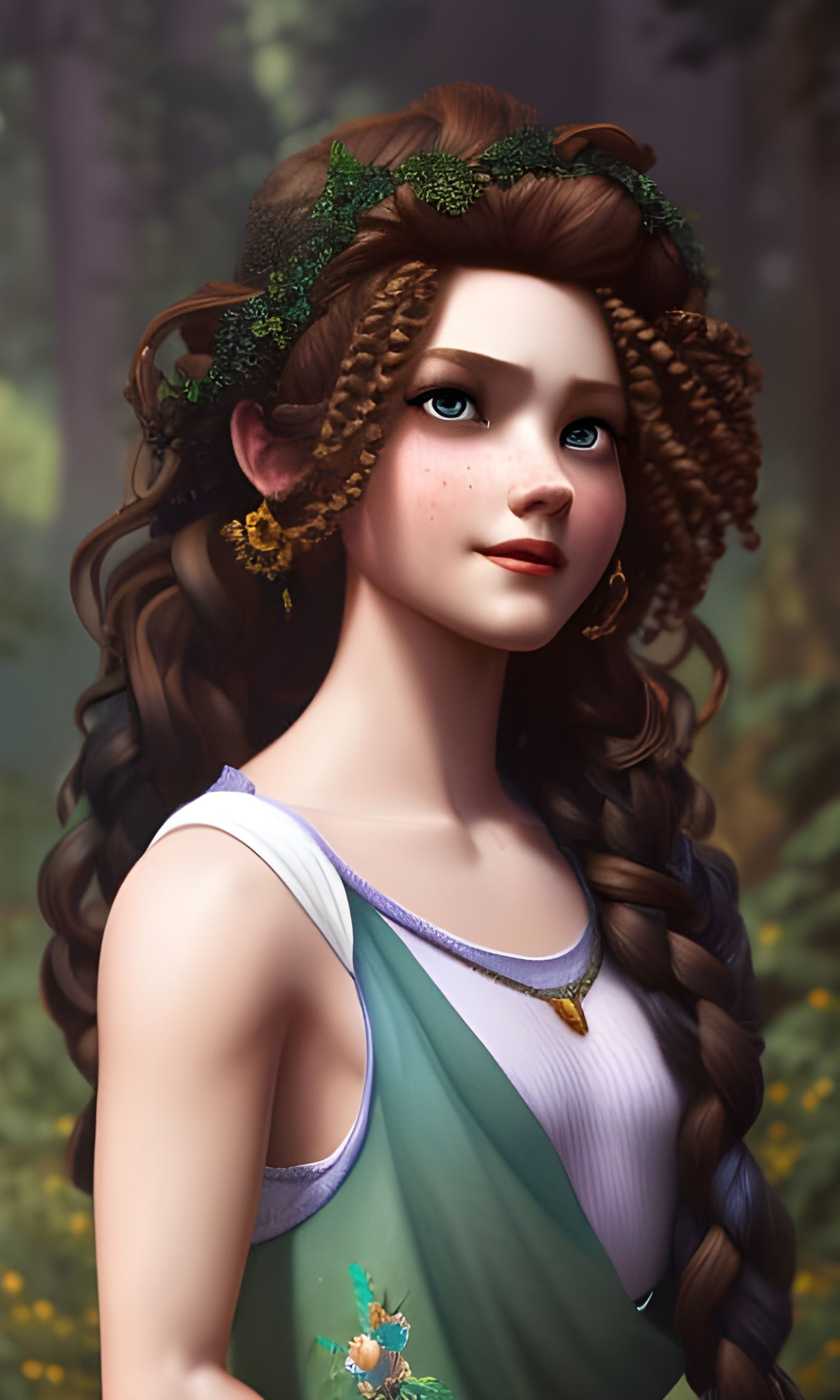 Hipster Merida Portrait in Art Nouveau Style