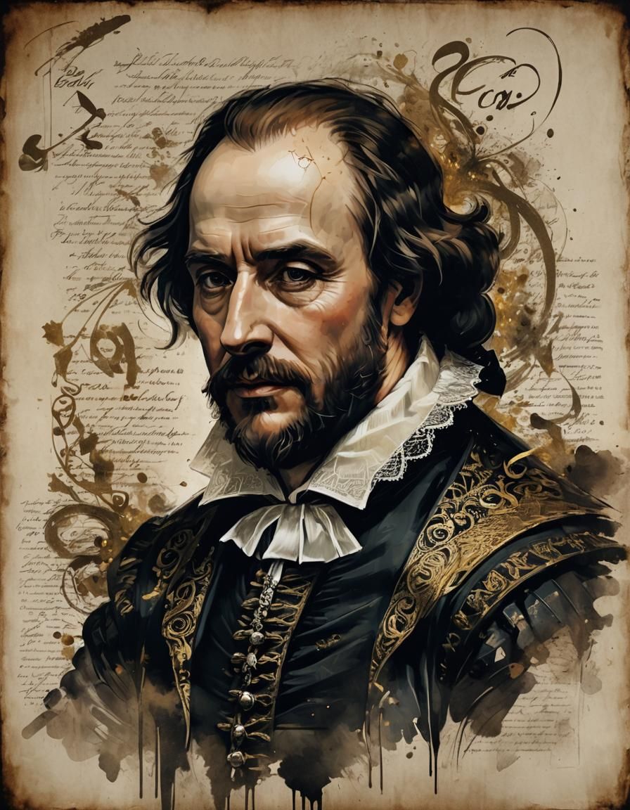 Tired Shakespeare Portrait with Renaissance Elements