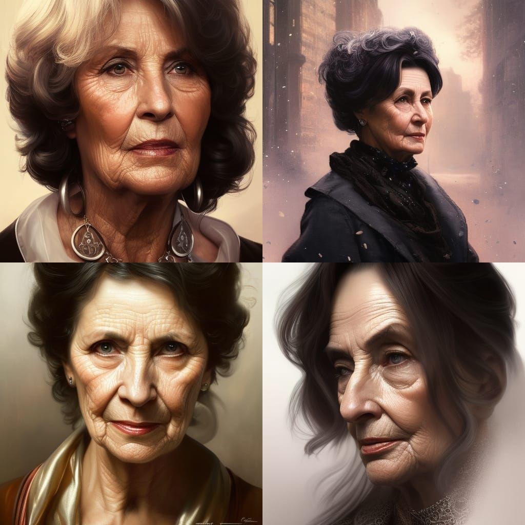 Gorgeous beautiful old dark haired grandmother