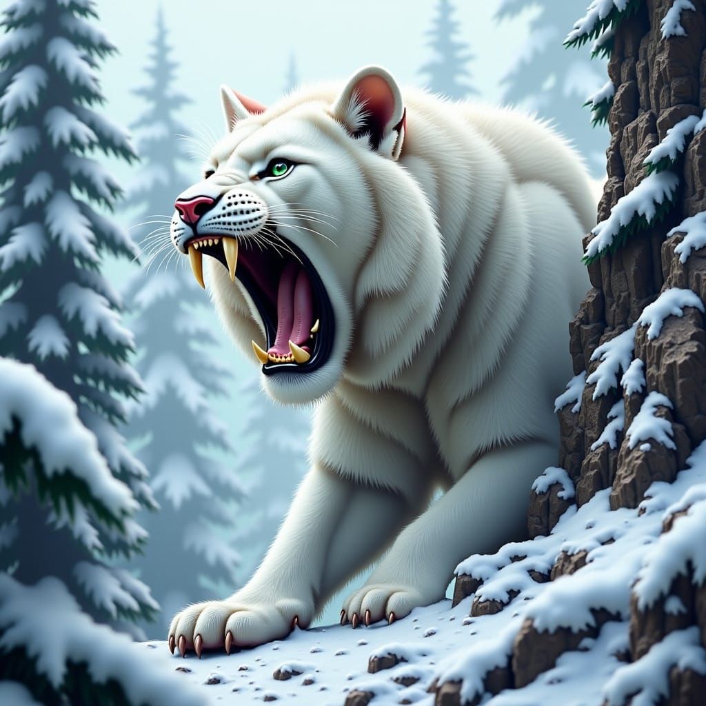 Regal White Siberian Tiger Dominates Frozen Landscape
