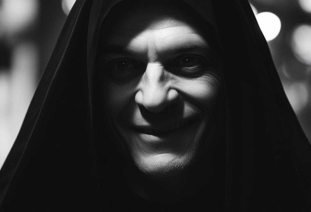 Surrealist Portrait of a Soulless Villain in Dark, Ominous C...