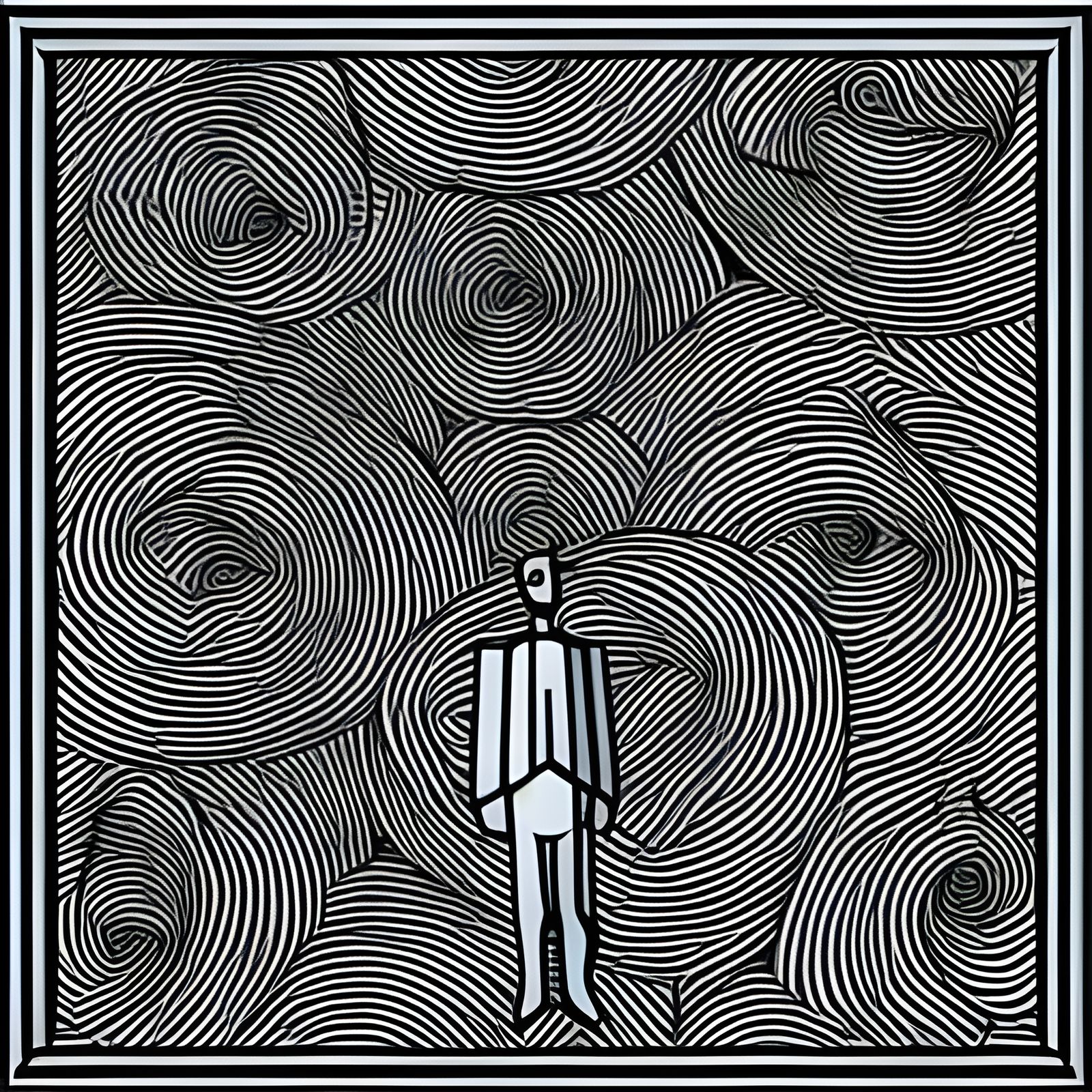 Man and Rose in Abstract Vector Fractal Style