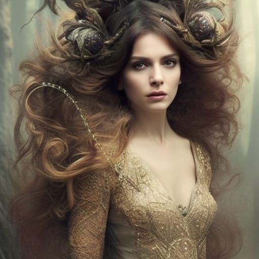 Sleeping Beauty with Brass Mask, Art Nouveau Style