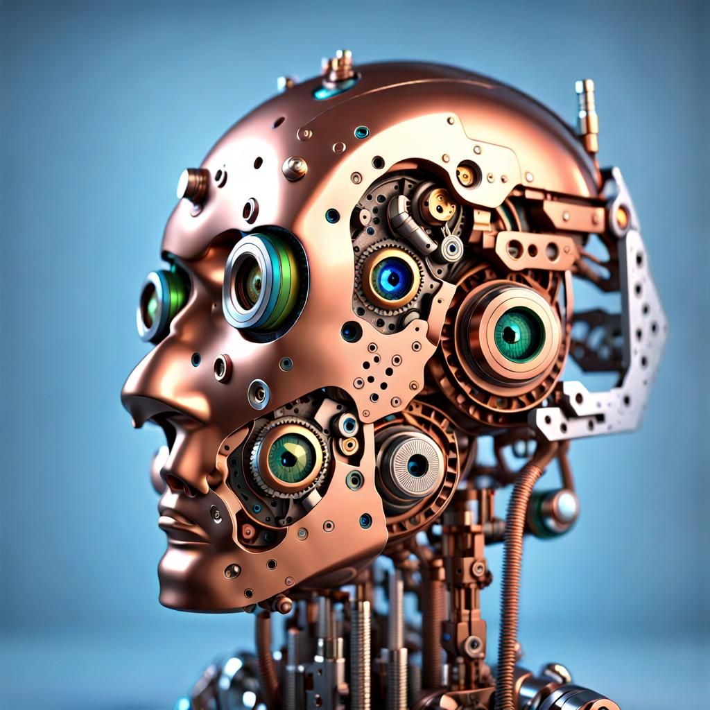 Steampunk Cyborg Robot with Visible Internal Robotics