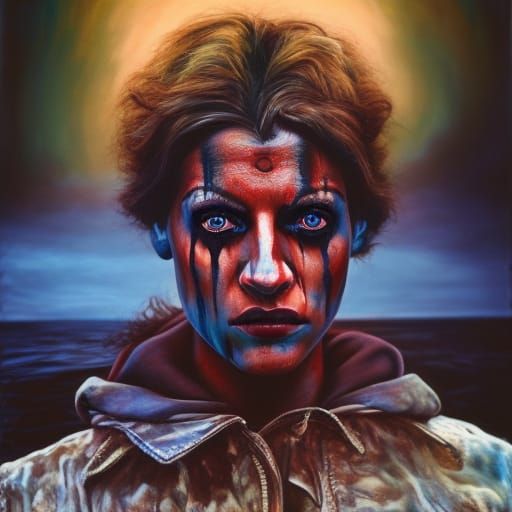 Lobo as Cara Delevingne Portrait in Horror Ukiyo-e Style