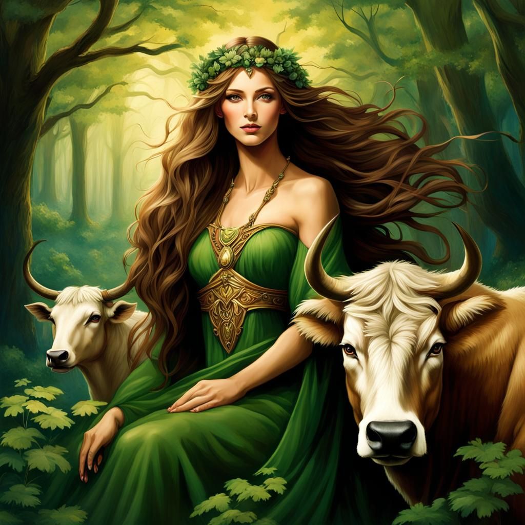 Flidais, the Irish goddess associated with the wilderness, wild animals, and cattle