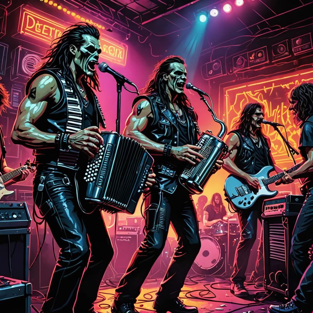 Gritty Heavy Metal Concert Illustration