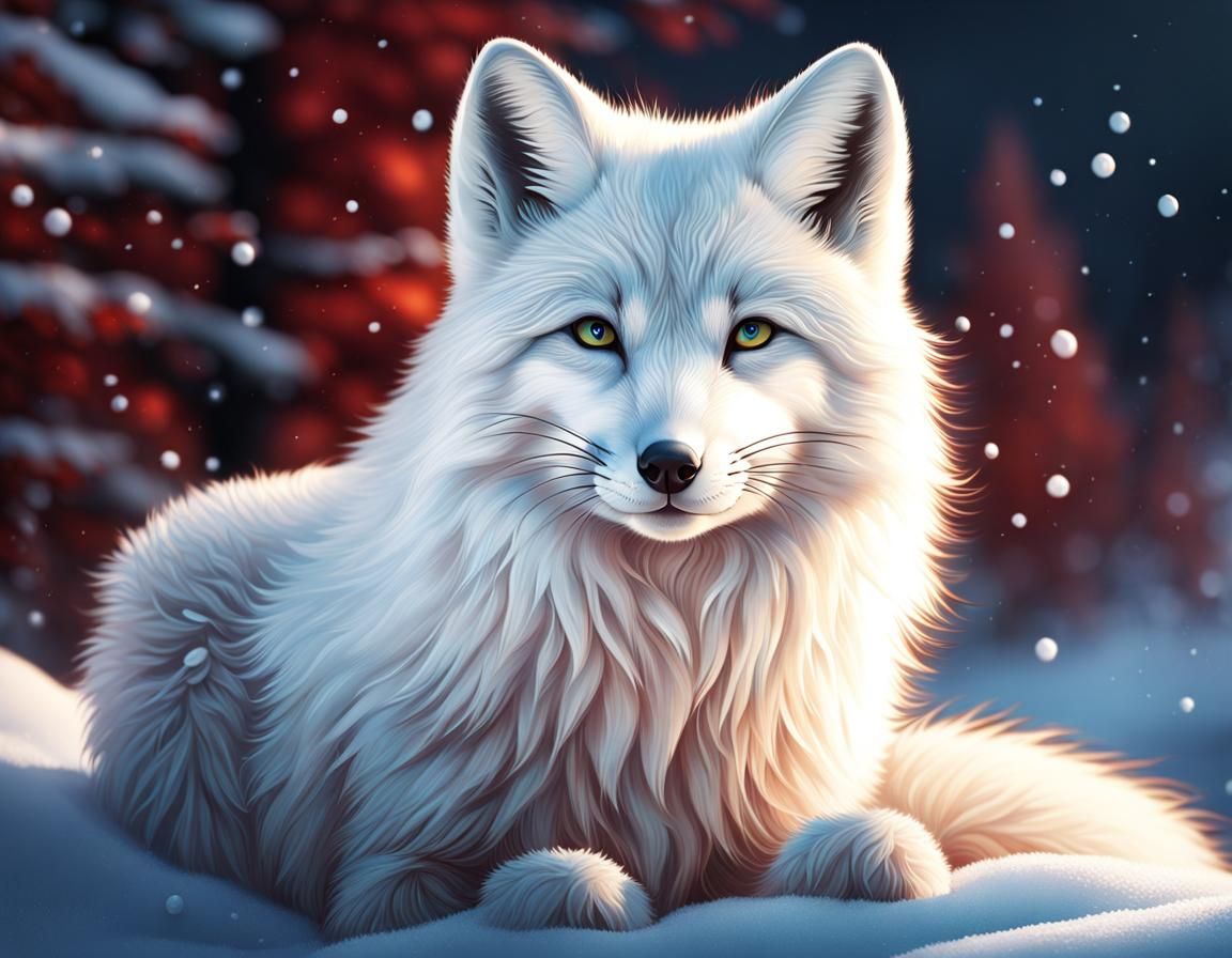 Detailed Arctic Fox Illustration in Snow