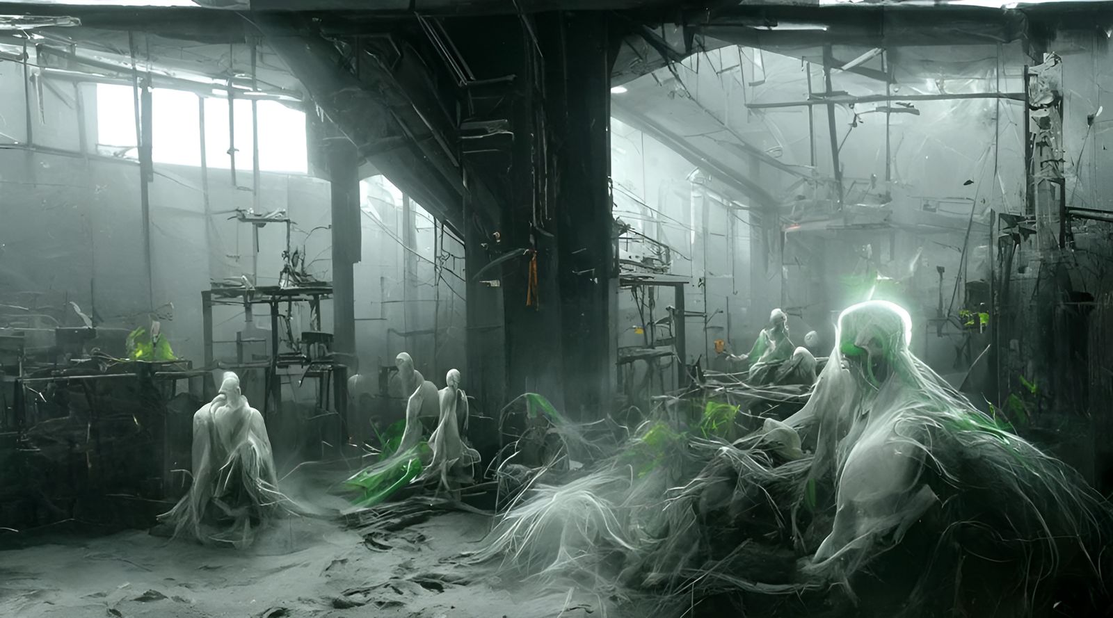 Ghostly Spirits Haunt Abandoned Factory in Volumetric Lighti...