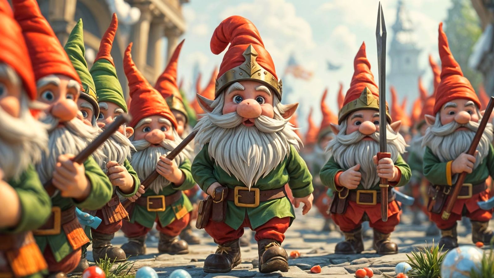 Dwarf Army Marches in Candy Art Style