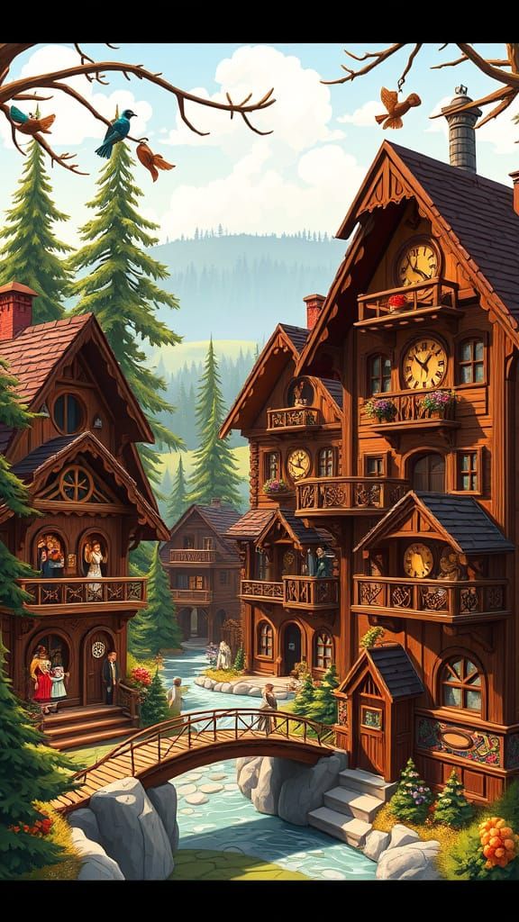 Whimsical Storybook Village in Black Forest Style