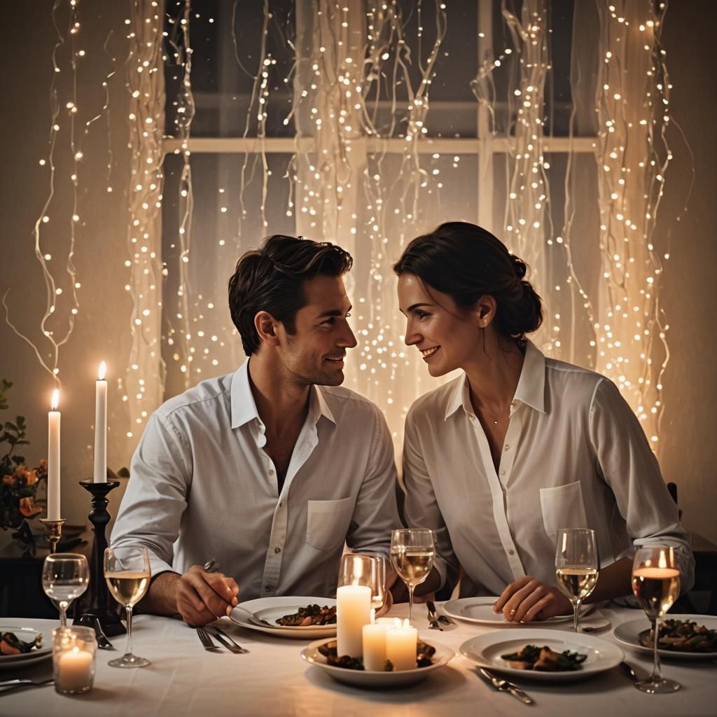 Romantic Candlelit Dinner, Splash Art Style
