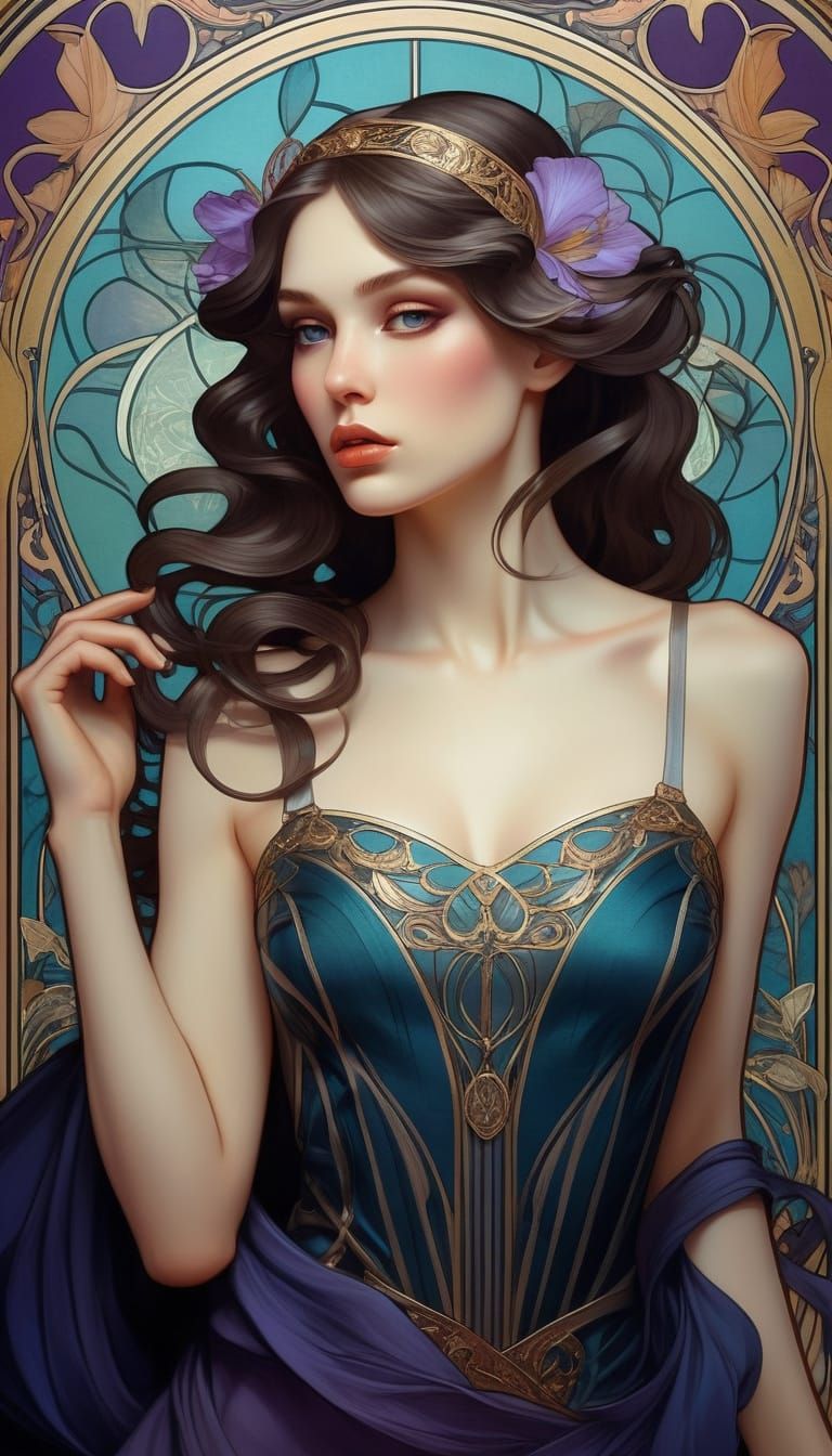Art Nouveau Anime Portrait of a Woman