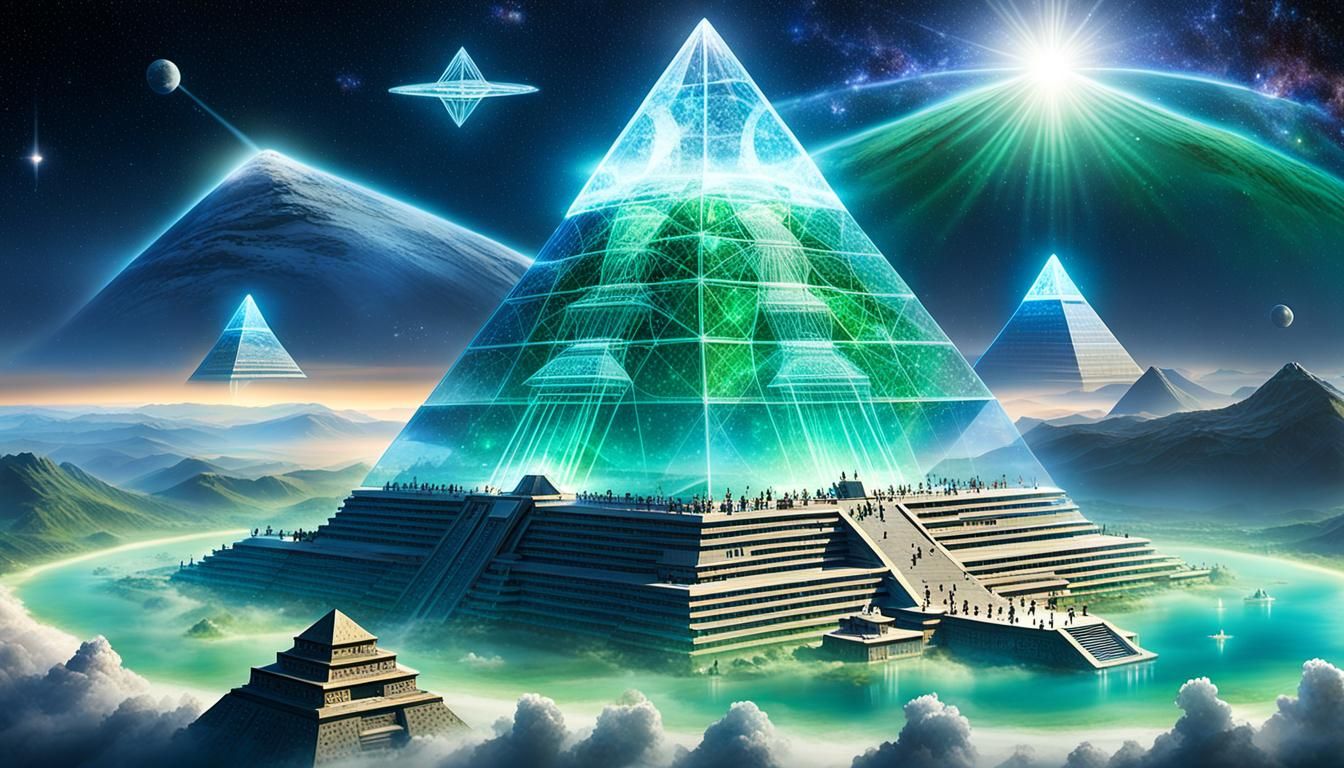 Pleiadian Mothership Over Atlantis in Cinematic Style