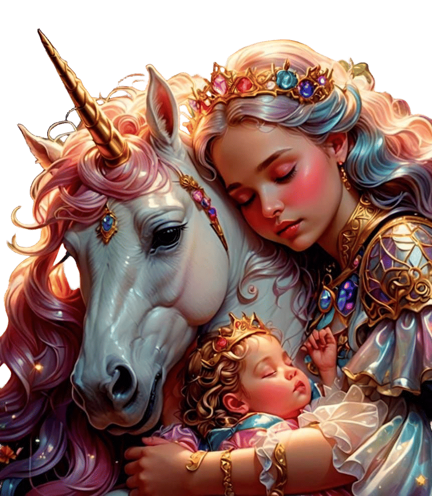 Baby Princess with Unicorn in Candy Art Style