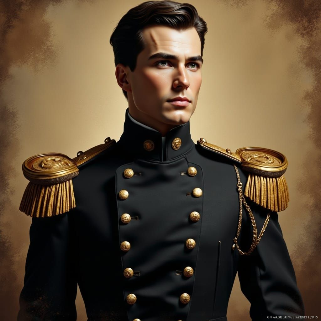 Elegant 19th Century Military Uniform Portrait