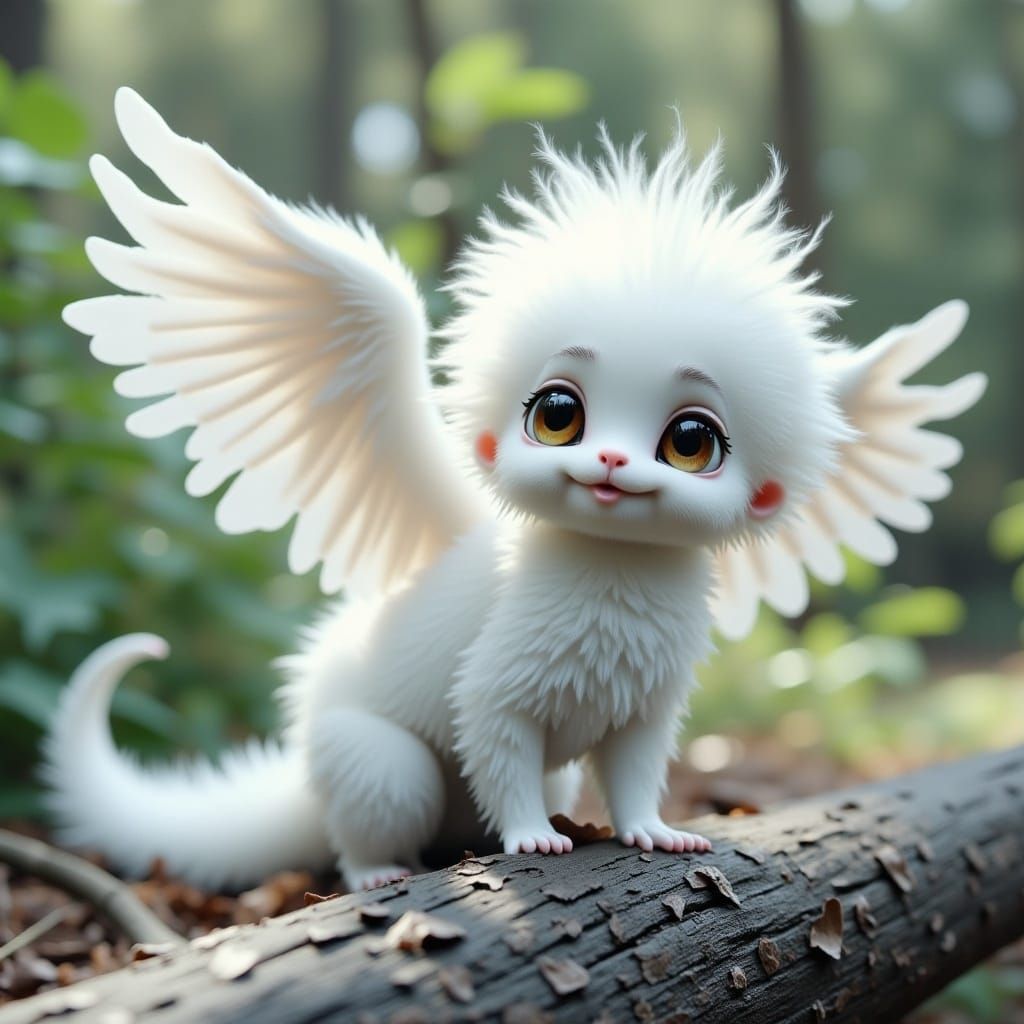 Dreamy White Winged Creature in Ultra-Detailed Art