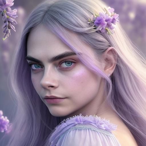 Ethereal Lavender Portrait in Surreal Style