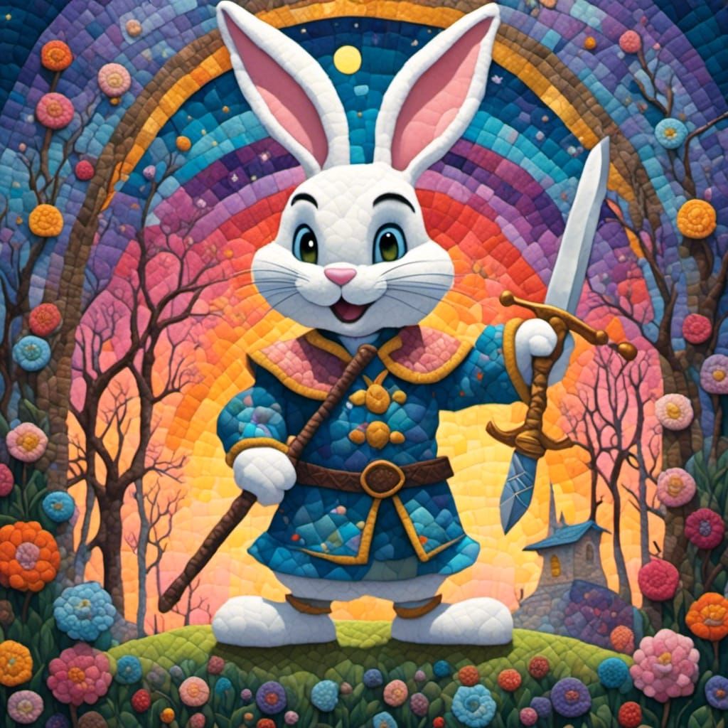 Bugs Bunny as King Arthur: Gouache Comic Art
