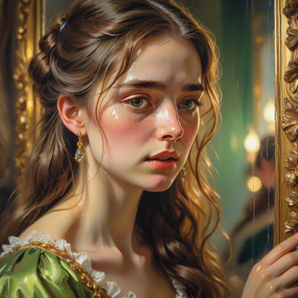 Romanticism Masterpiece: Woman in Roccoco Dress