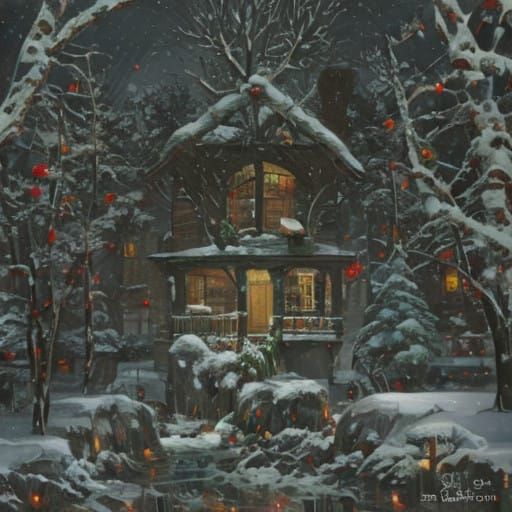 Frosty Landscape in a Crepuscular Winter Wonderland