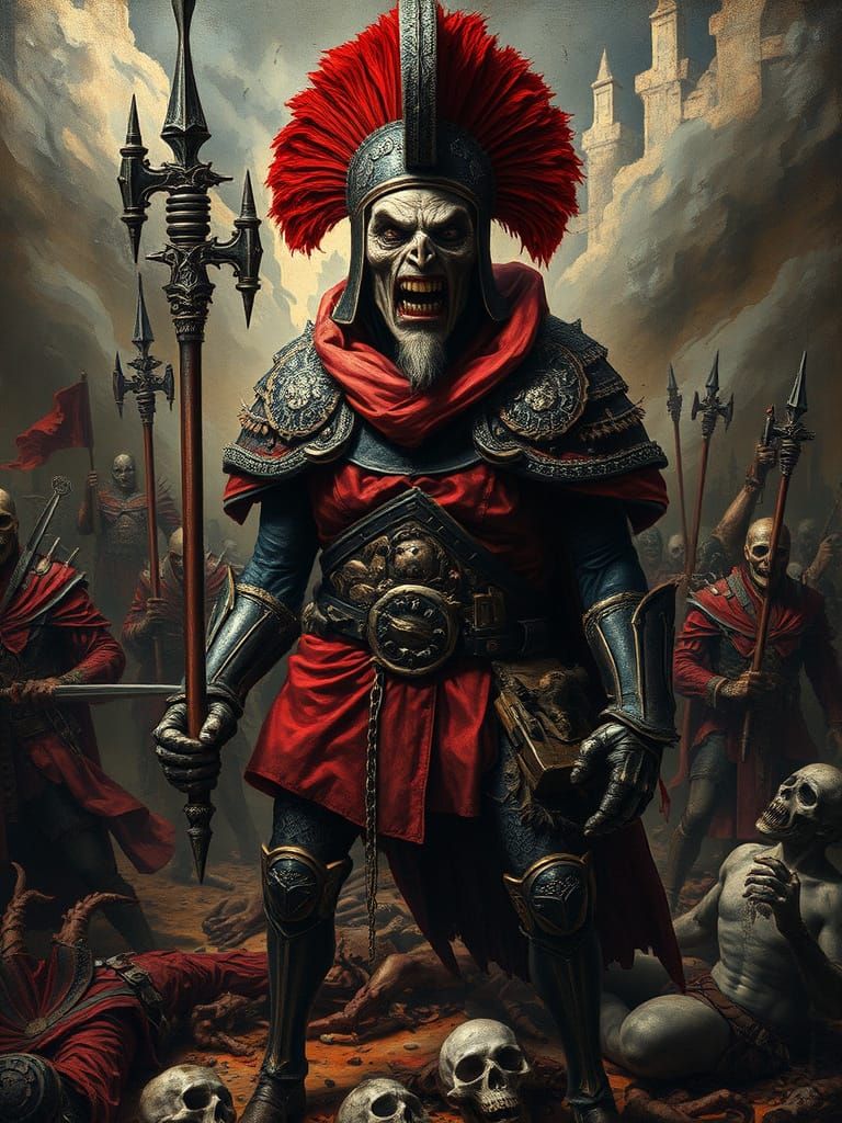 Macabre Soldier on Battlefield as Impasto Painting