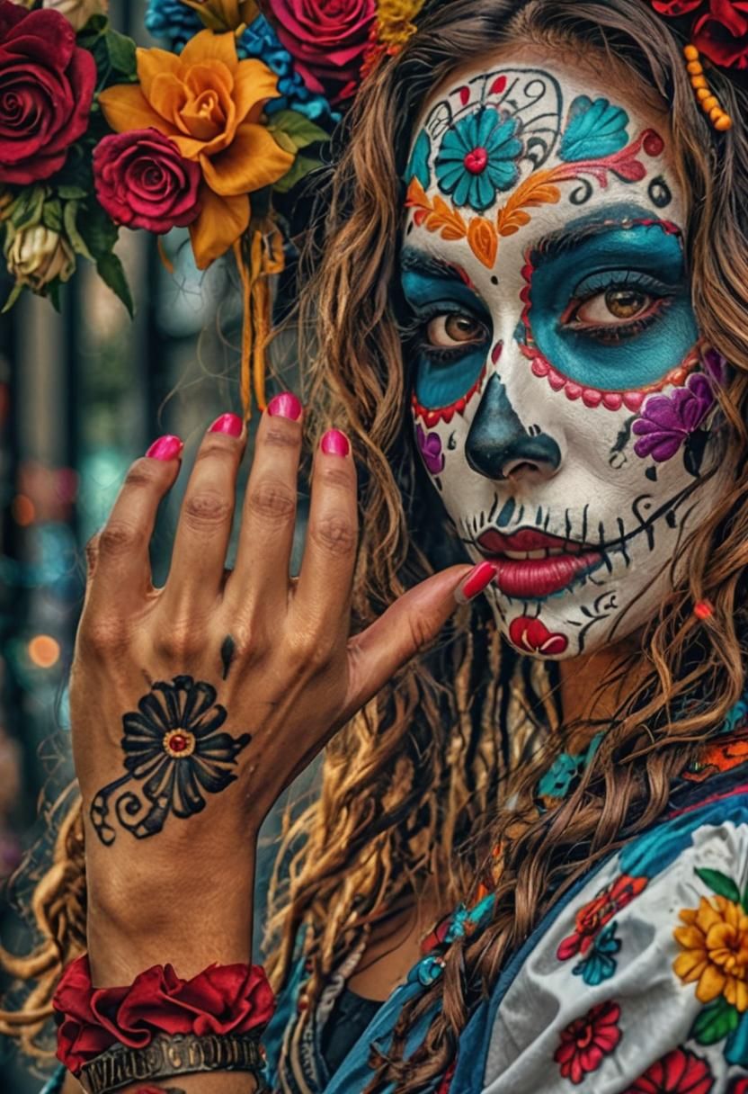 Day of the Dead Beauty in Wonderland Style