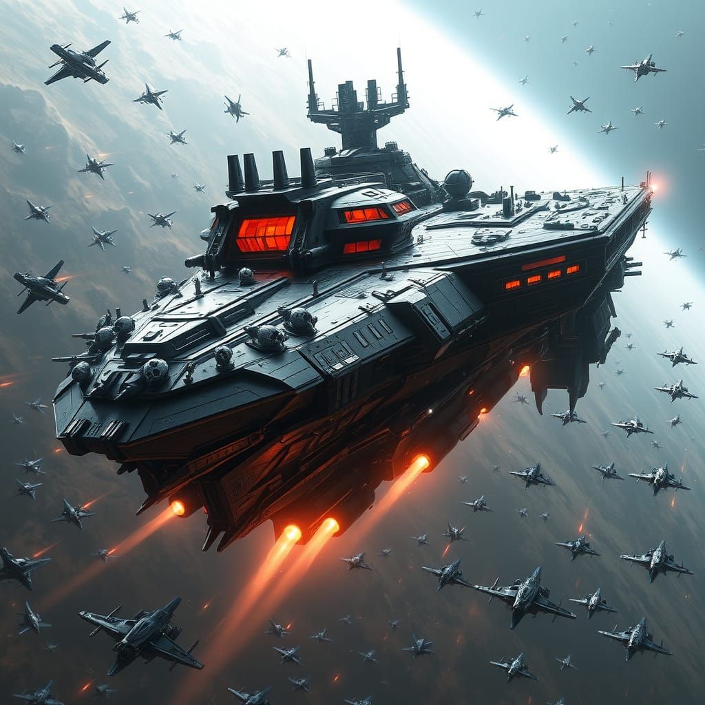 Gigantic Sci-Fi Spaceship with Plasma Cannon