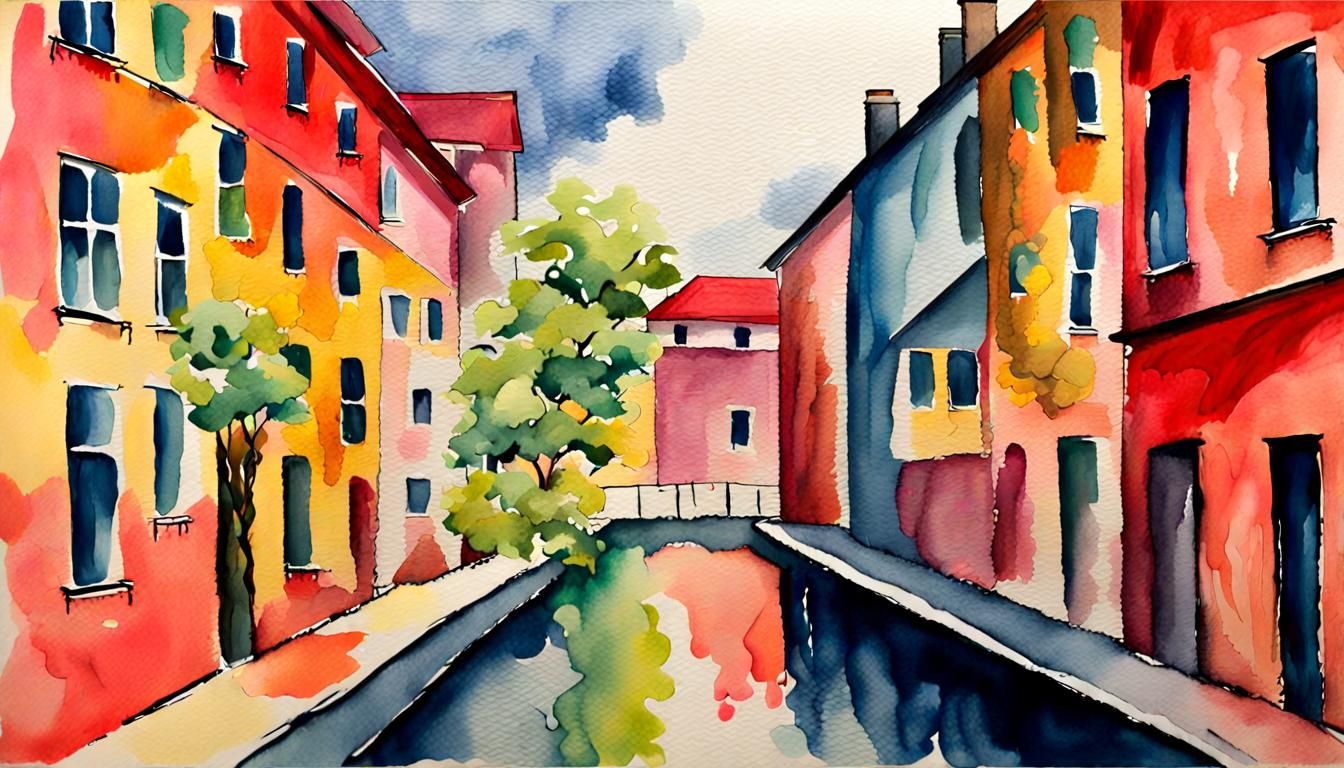 Abstract Gouache Painting with Thick Brush Strokes