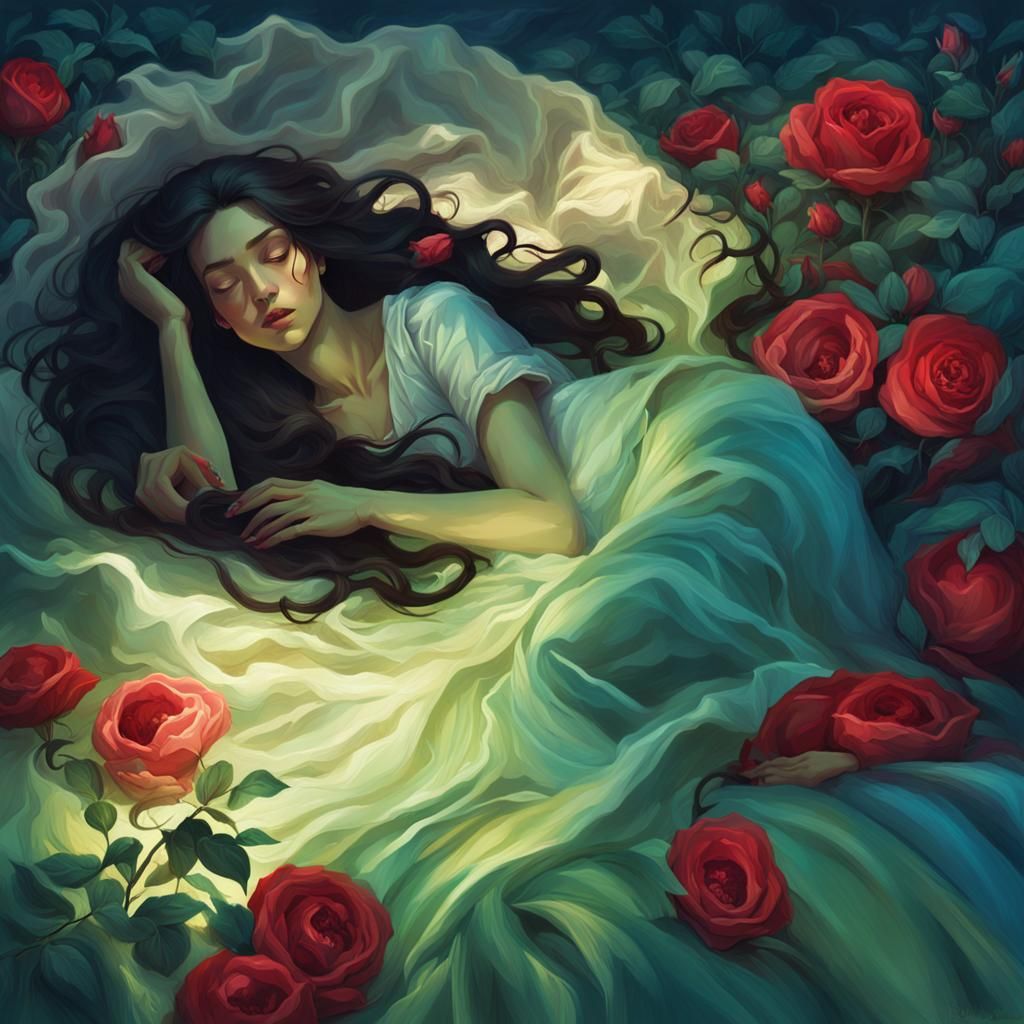 Woman in Rose: Baroque Art Nouveau Portrait