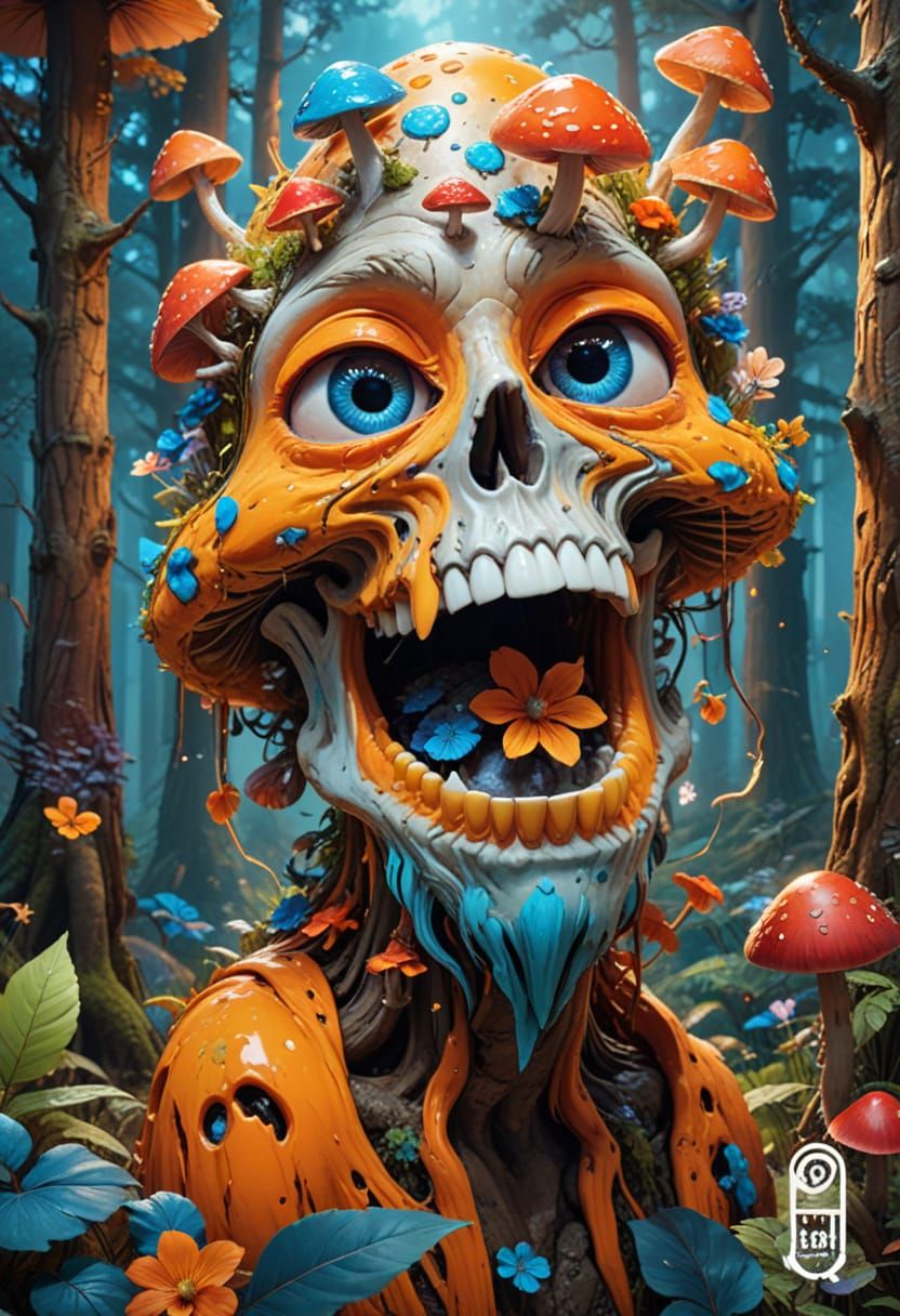 Surreal Forest Wonderland in Vibrant Popart Style