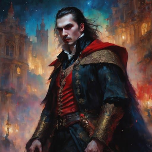 Menacing Dracula in Dark Gothic Style