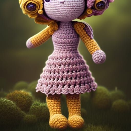 Fantastical Crocheted Amigurumi in Photorealistic Render