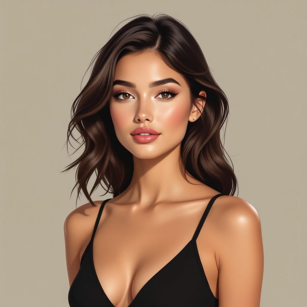 Full Body Portrait of a Young Woman in Realistic Digital Pai...