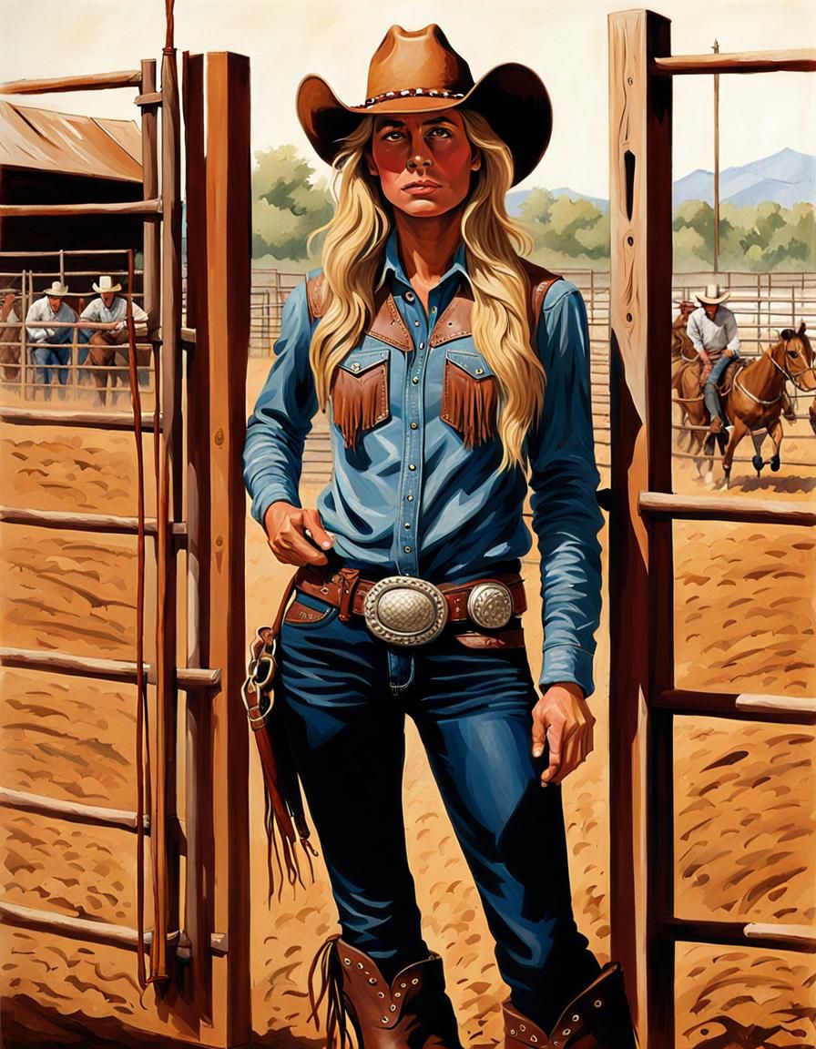 Cowgirl at the Rodeo Illustration