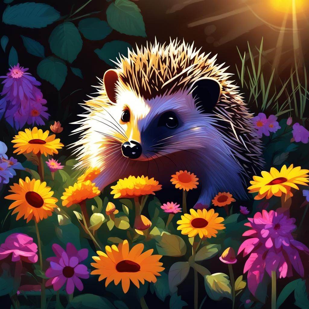Hedgehog in Sunny Garden with Cel Shading