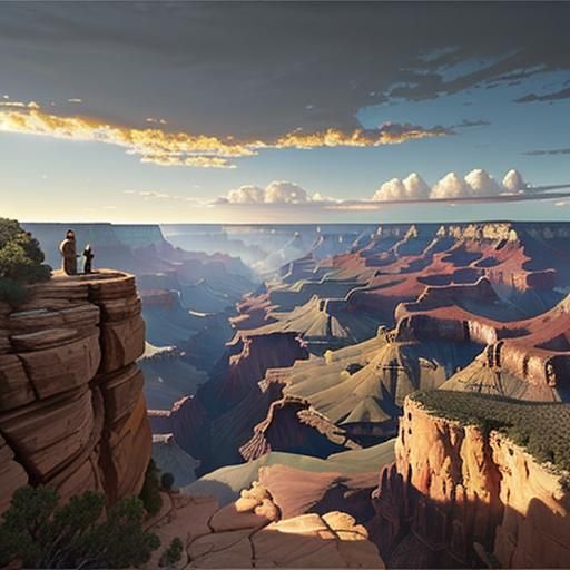 Grand Canyon Sunset: Sweeping Vista in Oil Paint