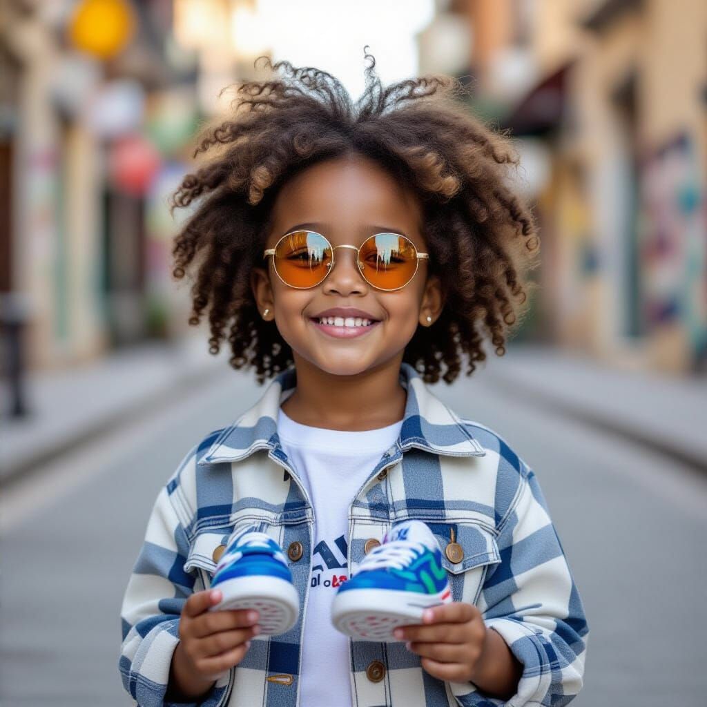 Adorable Girl in Adidas Street Style with Afro Puffs