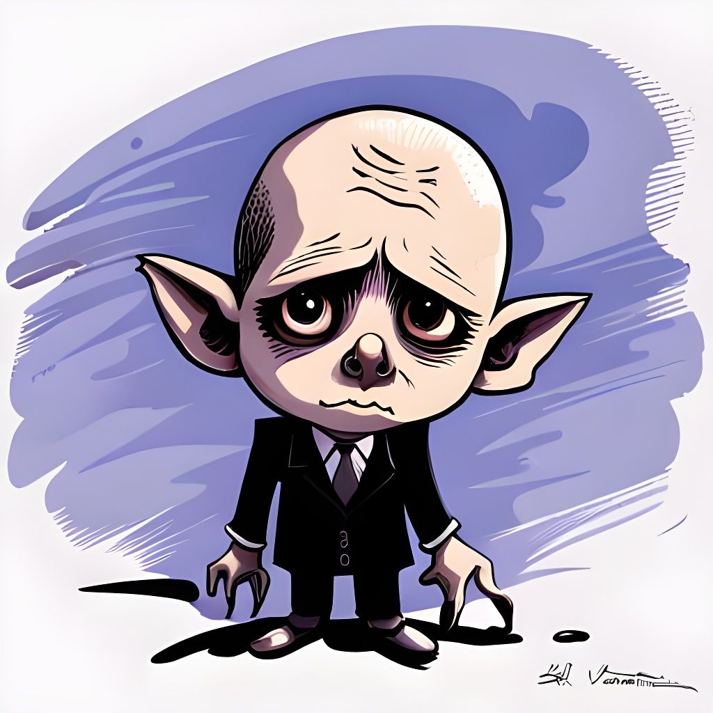 Cute Creepy Little Nosferatu in Voxel Art Style